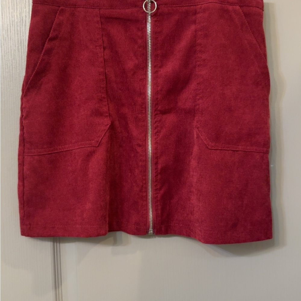 SHEIN Red Mini Skirt with Zipper